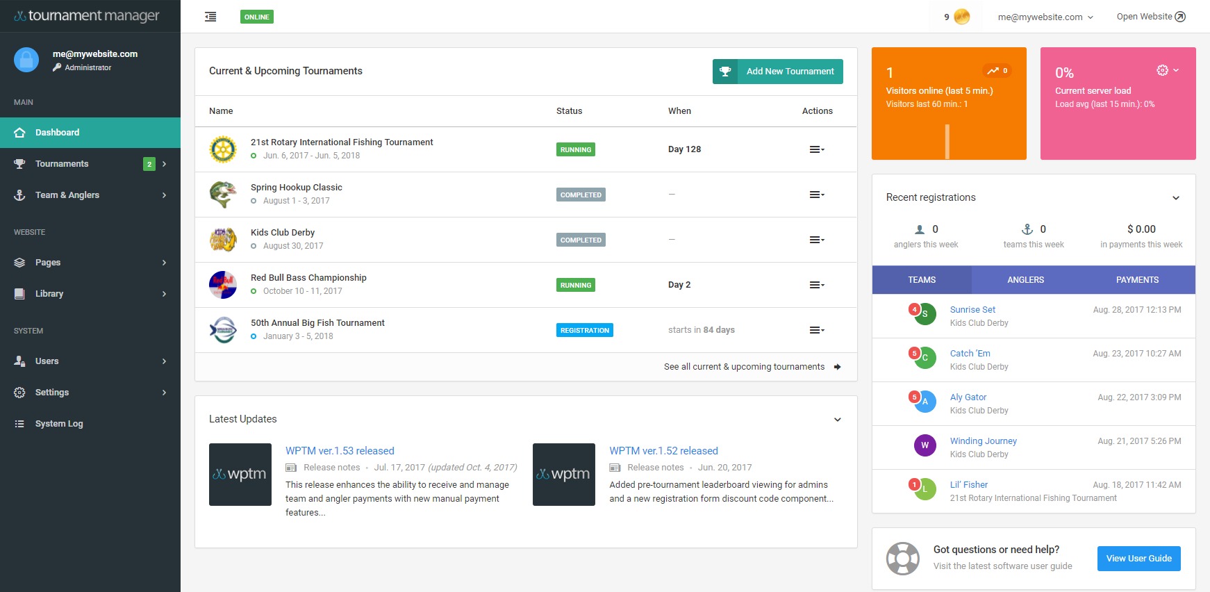 Tournament Manager Tools (TM Web Server) 