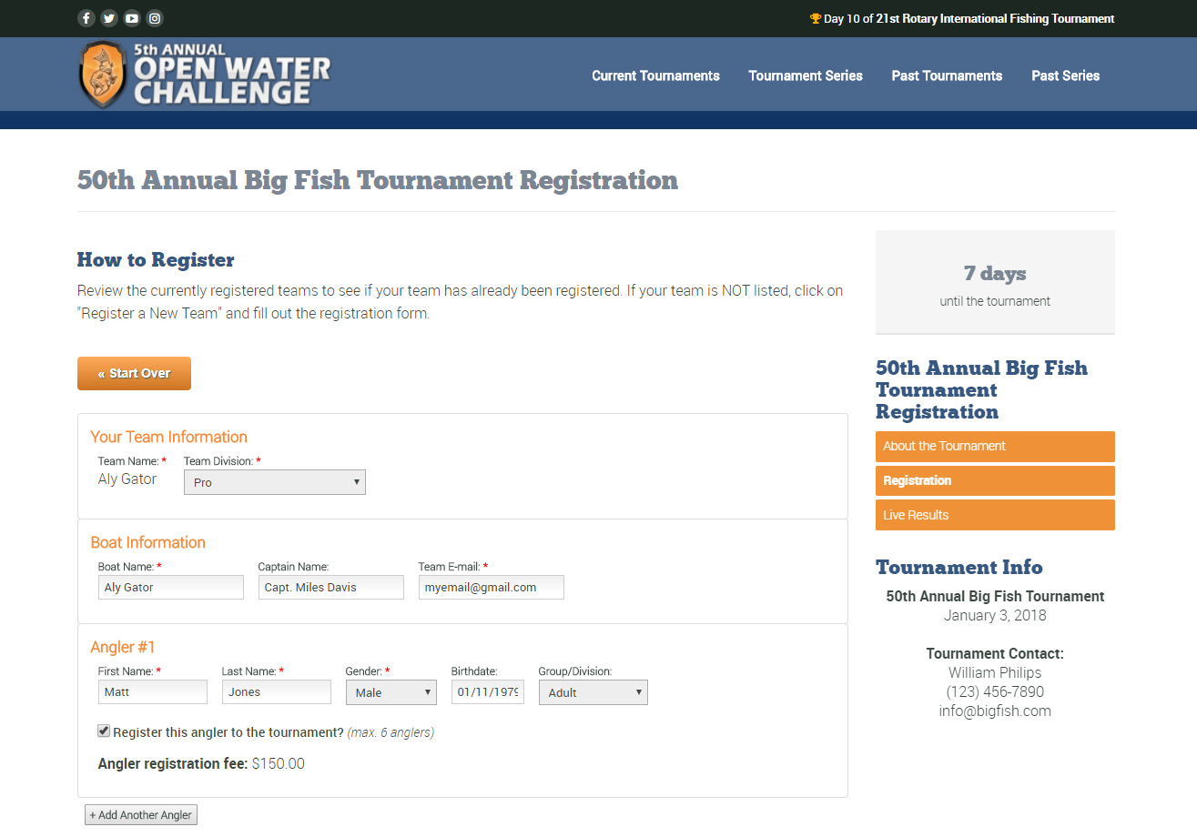 Online Registration Pages